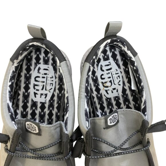 NEW Hey Dude Mens Wally Nylon Mens Loafer Shoes Size 9 Grey‎ Shoe - Picture 8 of 15